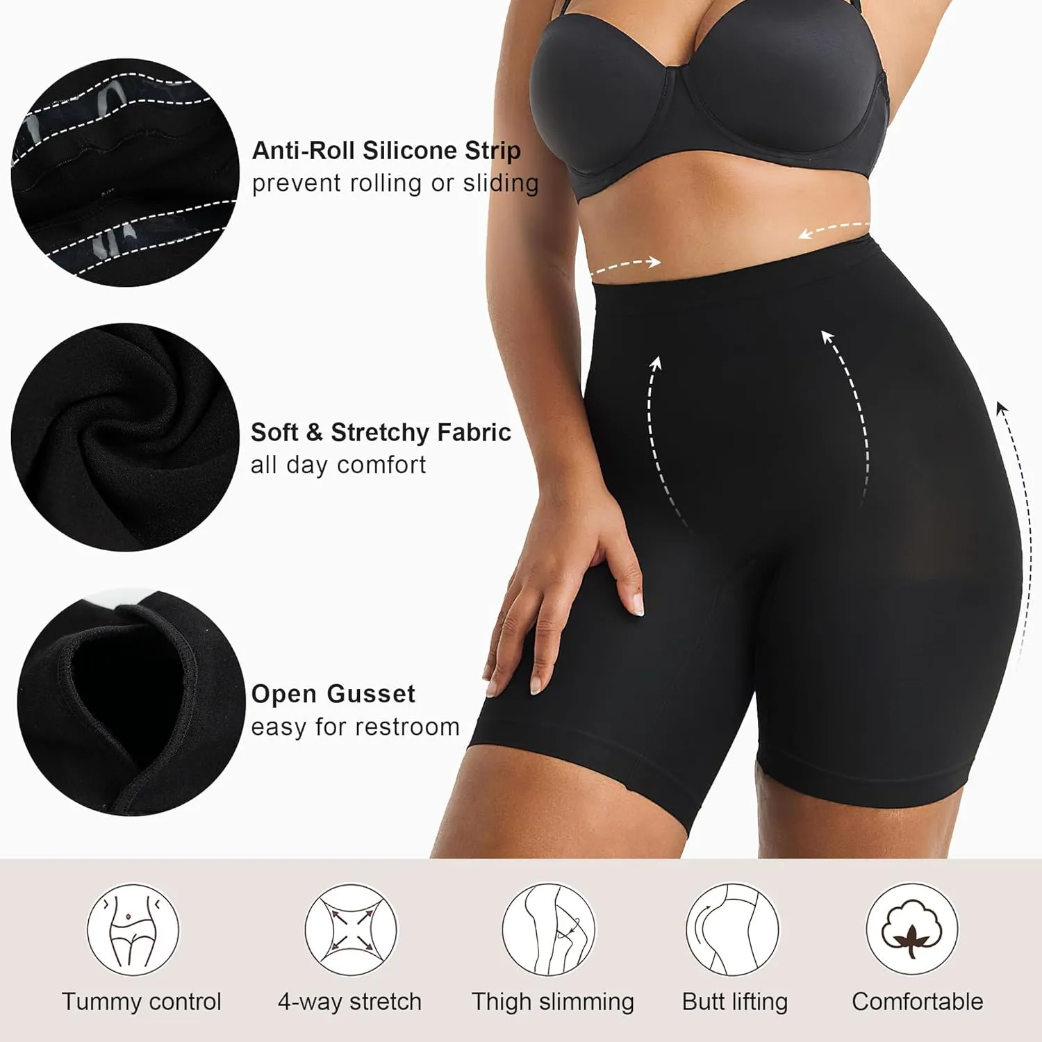 SHAPERX Women Shapewear Tummy Control Panties High Waisted Shorts Seamless Body Shaper Underwear