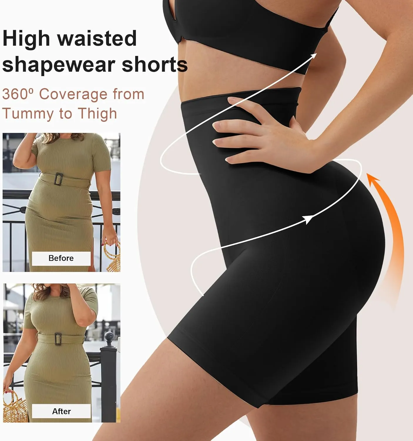 SHAPERX Women Shapewear Tummy Control Panties High Waisted Shorts Seamless Body Shaper Underwear