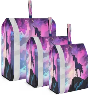 Sky Colorful Unicorn Packing Cubes for Travel 3 Set Compression Packing Cube Luggage Organizers for Vacation Clothes
