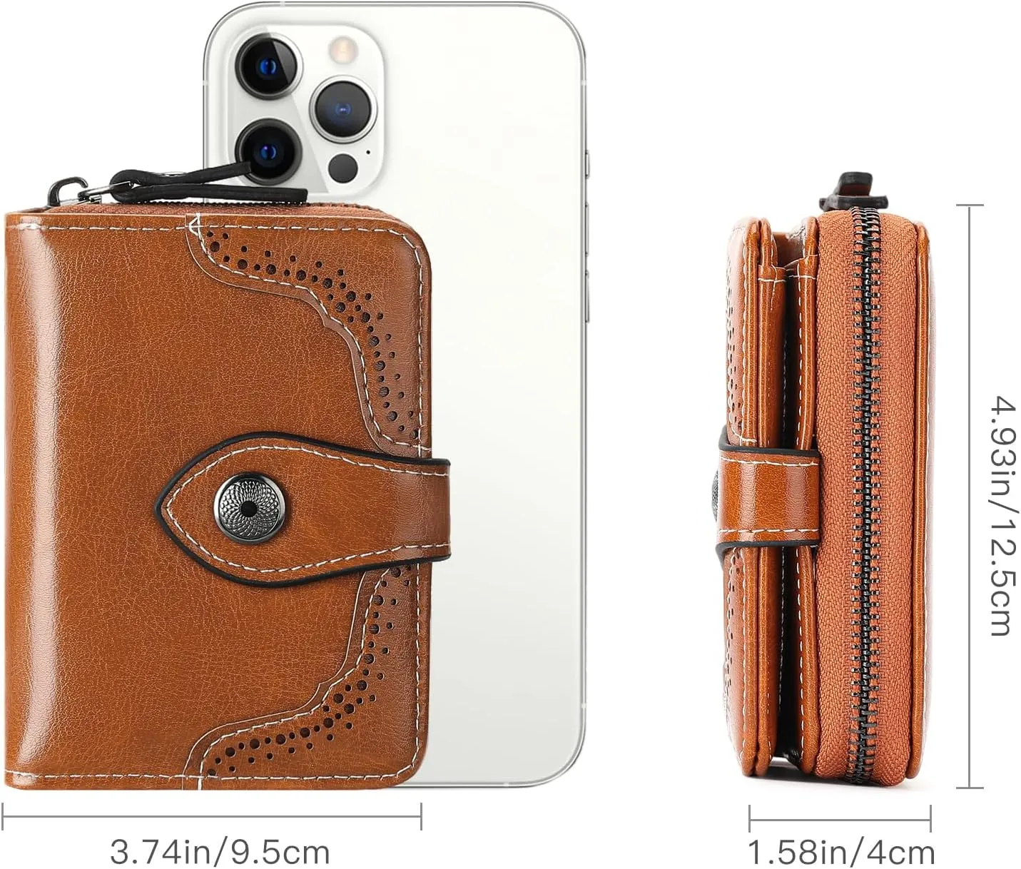 Small Wallet for Women Compact RFID Blocking Leather Bifold Zipper Pocket Wallet Card Case Purse