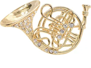 Spinningdaisy Tiny Jewel Crystal Big French Horn Brooch Pin