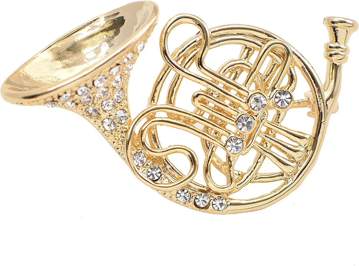 Spinningdaisy Tiny Jewel Crystal Big French Horn Brooch Pin