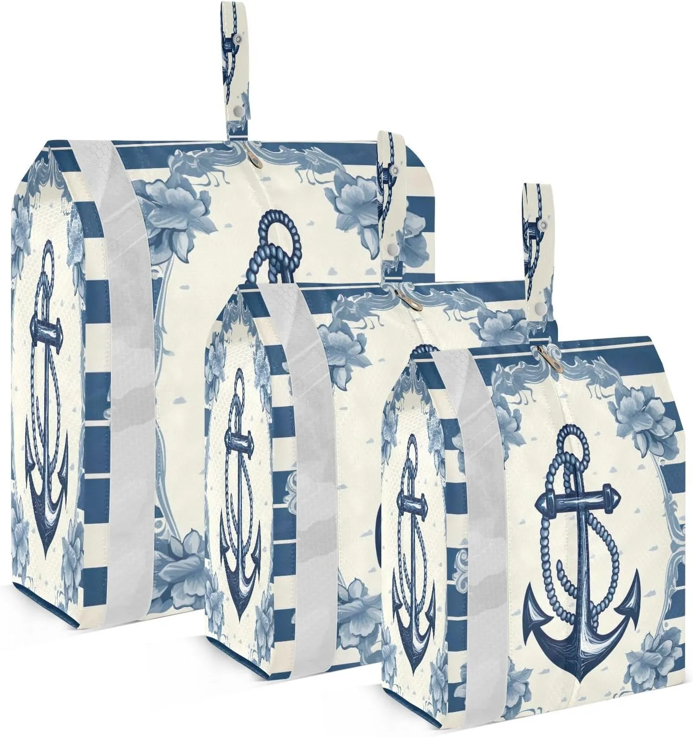 Stripes Anchor Packing Cubes for Travel 3 Set Compression Cubes Suitcase Organizer Bags Set for Woman Man