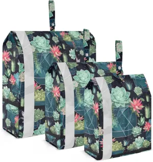 Succulent Plants Packing Cubes for Travel 3 Set Compression Packing Bags Luggage Bags for Vacation Clothes
