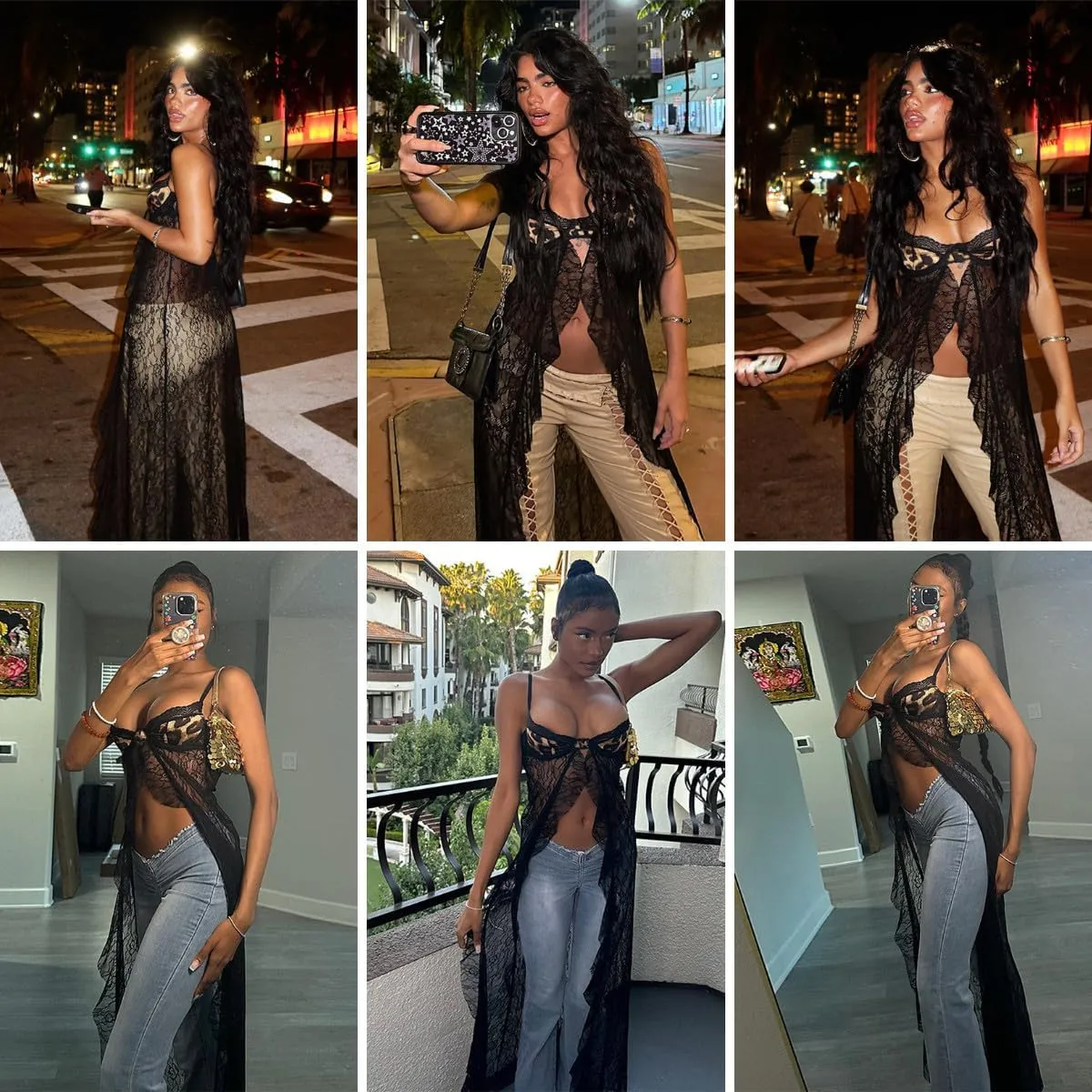 Suillty Women's Leopard Spaghetti Strap Mesh Lace Long Tank Tops Sexy Backless Maxi Dress Tops Camisole for Party Club