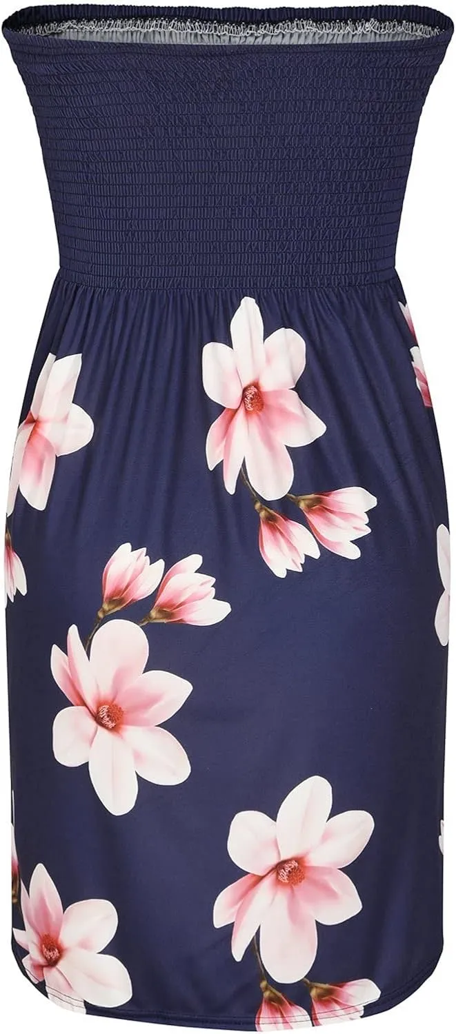 Summer Boho Dresses for Women 2024 Sexy Strapless Sundress Off The Shoulder Beach Dresses Tube Top Dress Trendy