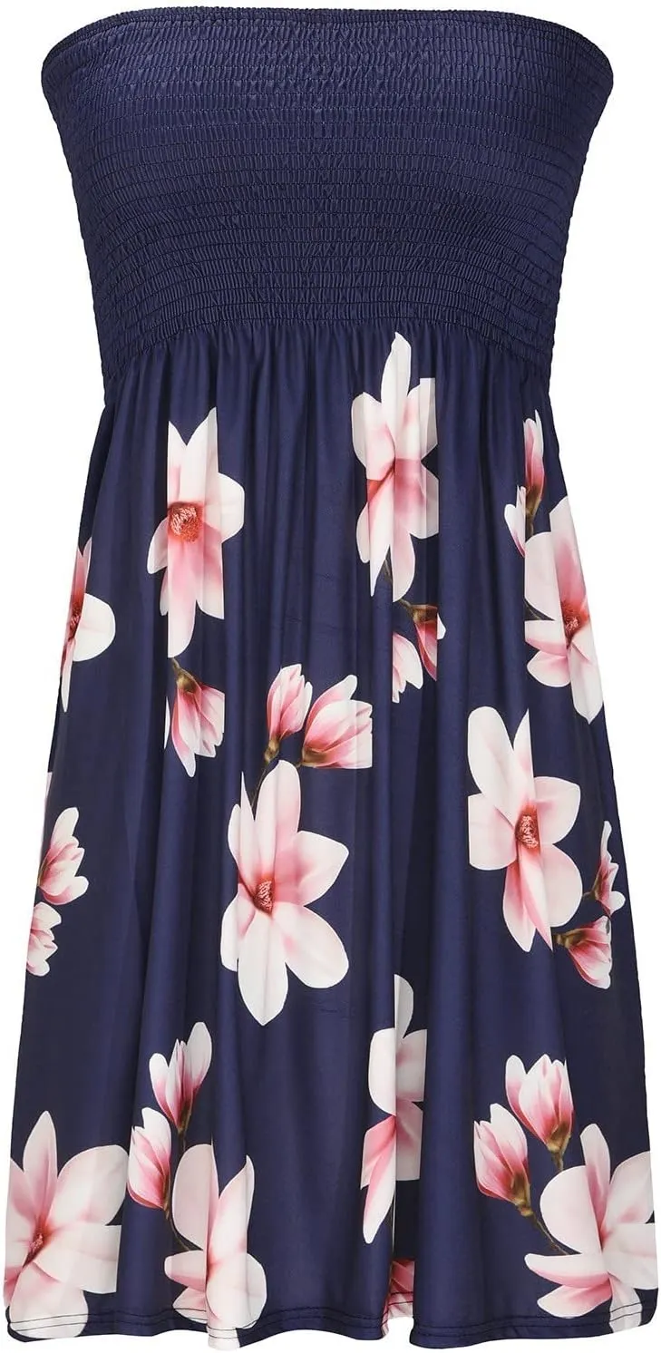 Summer Boho Dresses for Women 2024 Sexy Strapless Sundress Off The Shoulder Beach Dresses Tube Top Dress Trendy