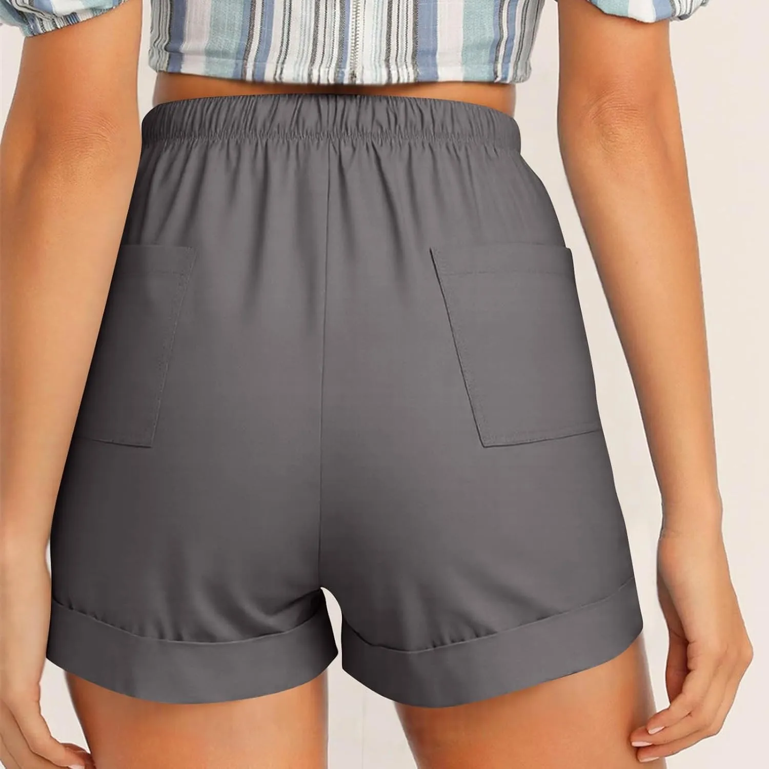 Summer Shorts for Women Plus Size Casual Elastic Waist Drawstring Short 5 Inch Inseam Beach Vacation Outfits