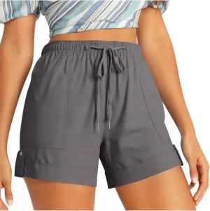 Summer Shorts for Women Plus Size Casual Elastic Waist Drawstring Short 5 Inch Inseam Beach Vacation Outfits