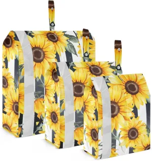 Sunflowers White Stripes Packing Cubes for Travel 3 Set Travel Packing Cubes Luggage Organizer Bags for Packing Compression