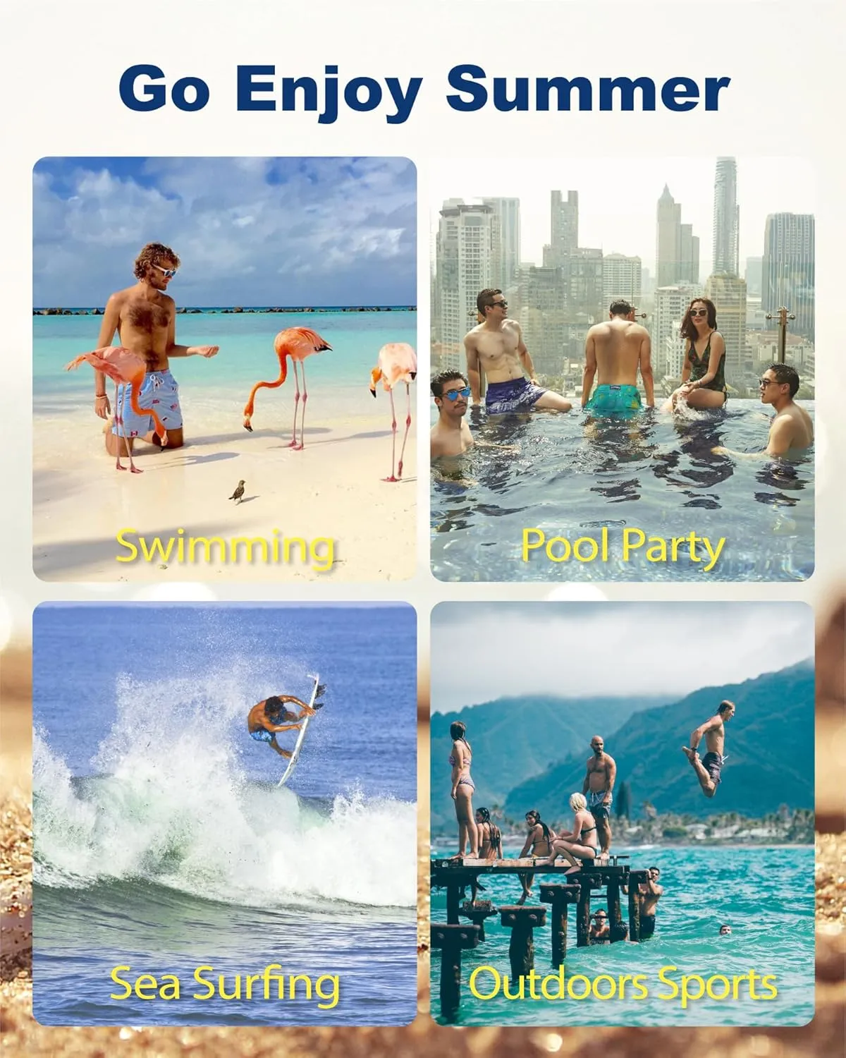 SURF CUZ Mens Swim Trunks 5 Inch Swim Shorts Quick Dry Bathing Suits for Men Beach Shorts Mesh Lining Swimming Trunks