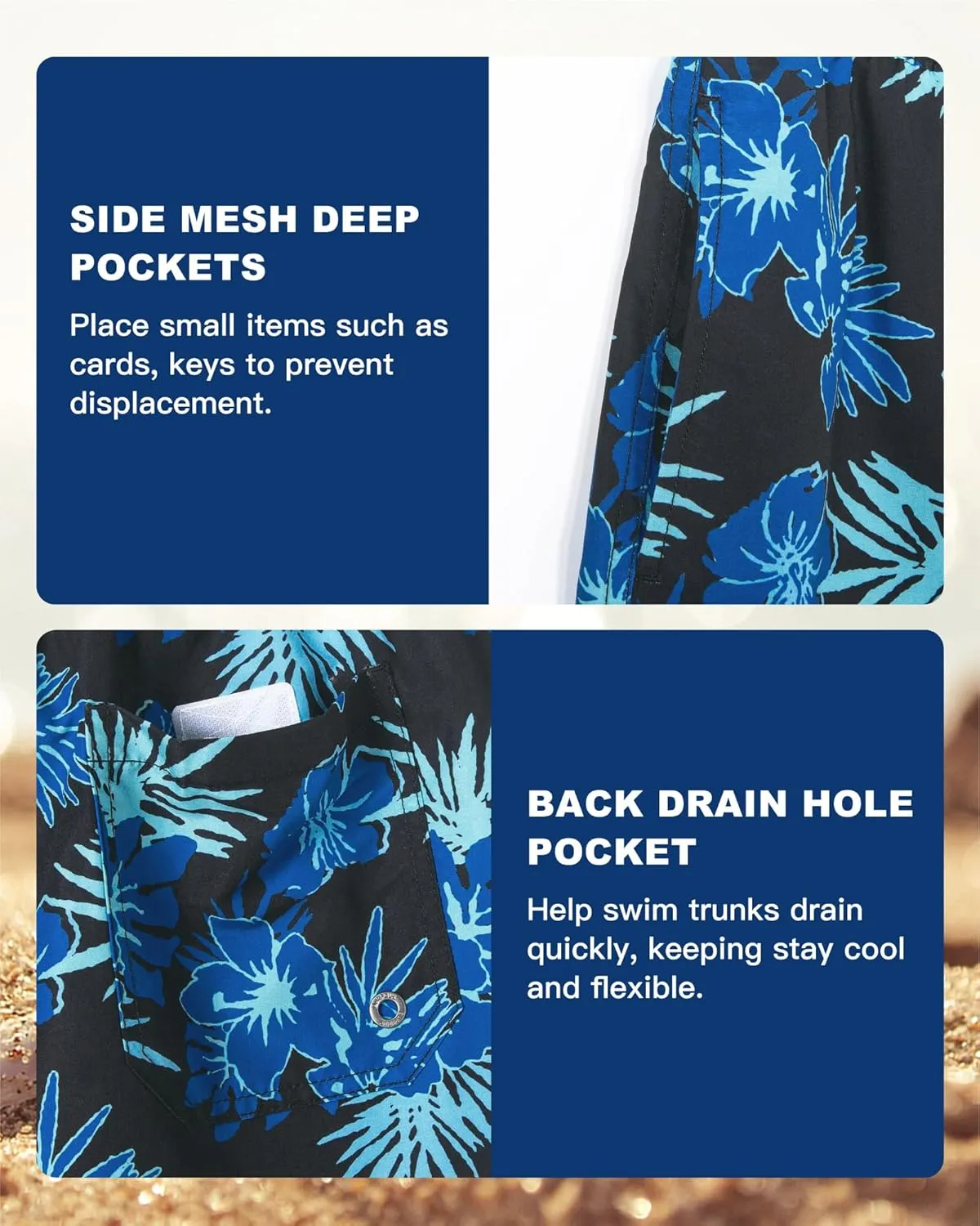 SURF CUZ Mens Swim Trunks 5 Inch Swim Shorts Quick Dry Bathing Suits for Men Beach Shorts Mesh Lining Swimming Trunks