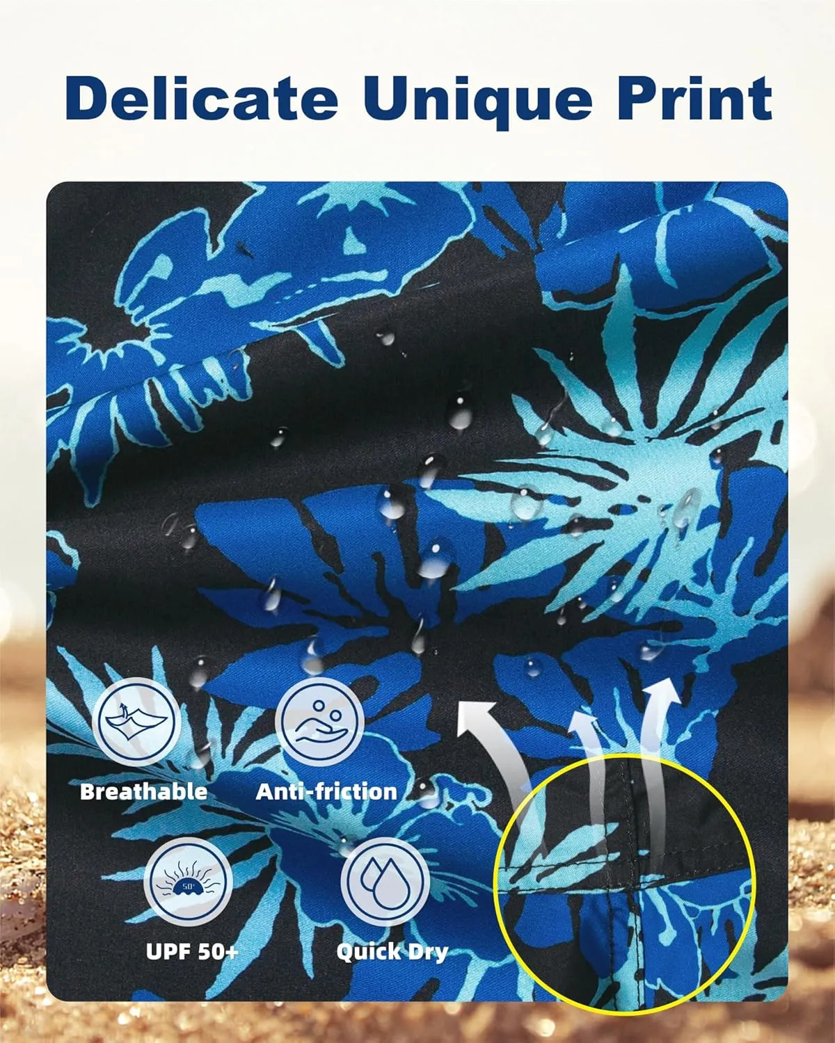 SURF CUZ Mens Swim Trunks 5 Inch Swim Shorts Quick Dry Bathing Suits for Men Beach Shorts Mesh Lining Swimming Trunks