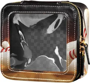 susiyo Bowling with Fire Compact Makeup Bag Clear Small Cosmetic Case for Women Travel Essentials