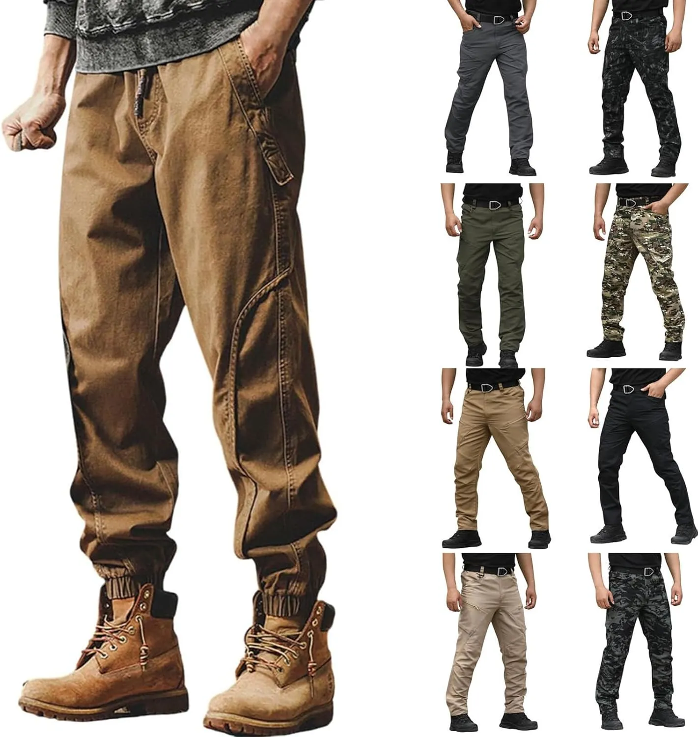 Tactical Chinos Pants Men Relaxed Fit Cargo Chino Pants Stretch Slim Fit Jogger Sweatpant Multi Pockets Hiking Pants