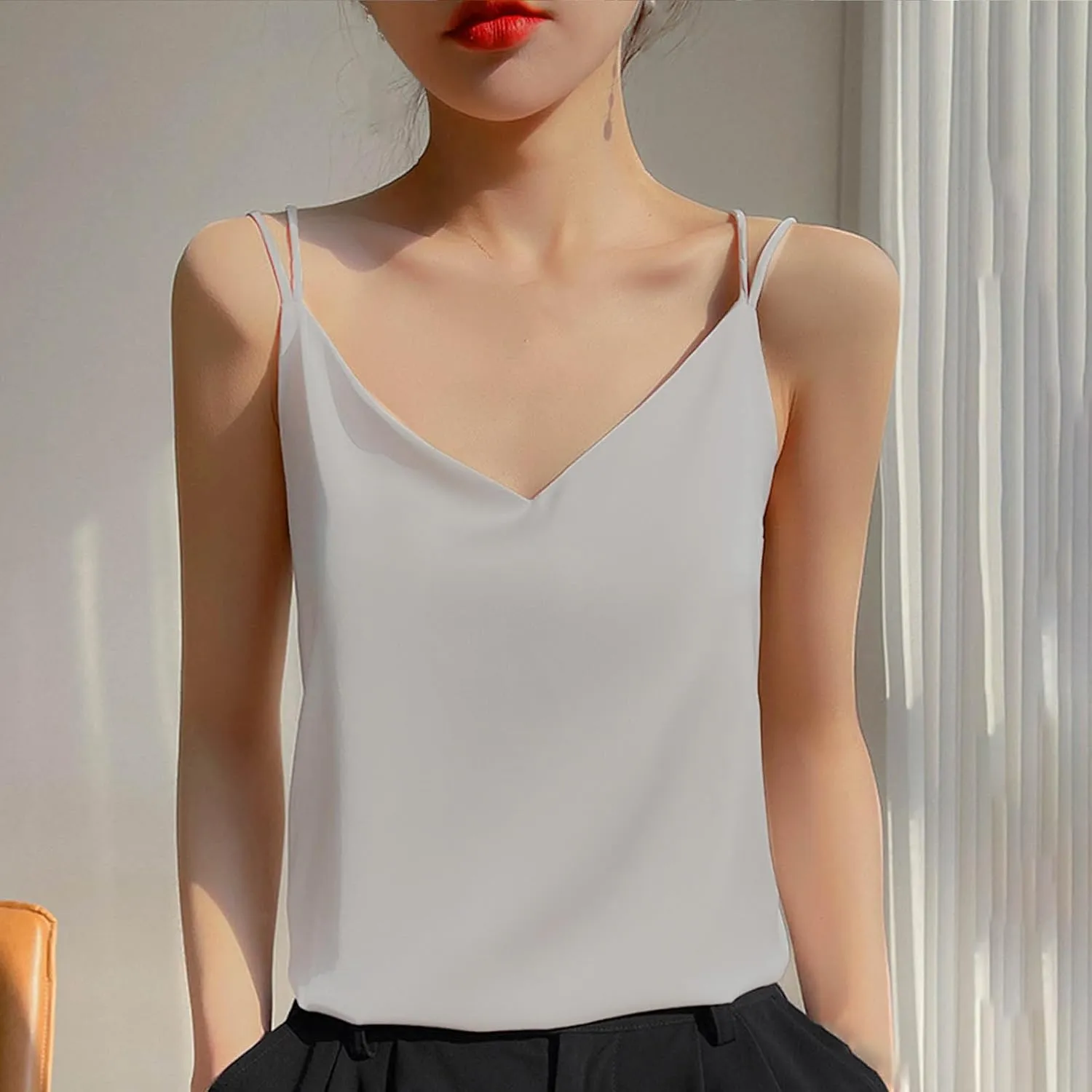 Tank Tops for Women 2025 Fashion Silk Satin Camisole Sexy Summer Spaghetti Strap Tops Loose Comfy Sleeveless Tanks