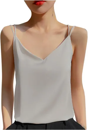 Tank Tops for Women 2025 Fashion Silk Satin Camisole Sexy Summer Spaghetti Strap Tops Loose Comfy Sleeveless Tanks