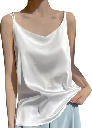 Tank Tops for Women 2025 Fashion Silk Satin Camisole Sexy Summer Spaghetti Strap Tops Loose Comfy Sleeveless Tanks