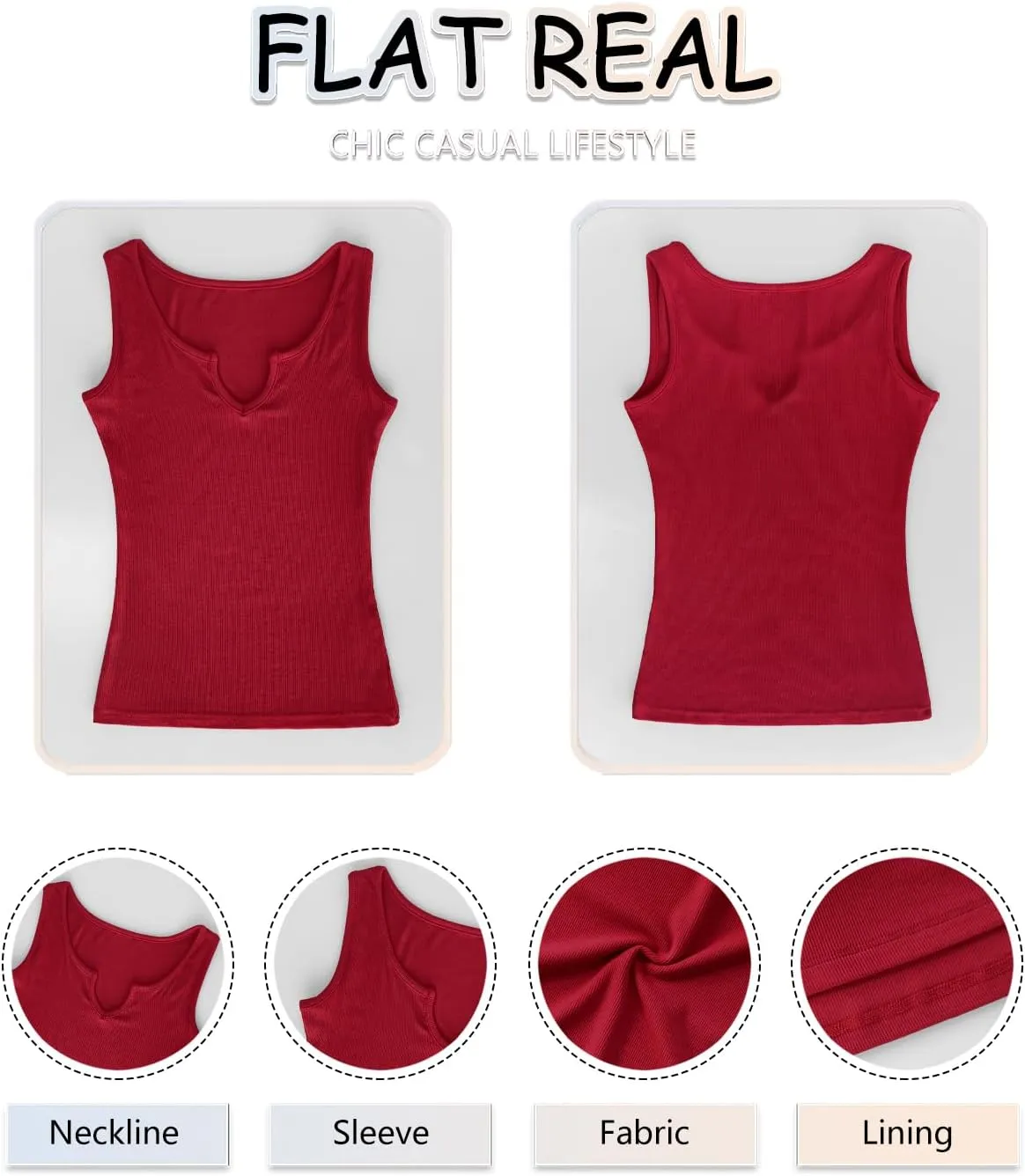 Tank Tops for Women Sleeveless Ribbed Fitted Scoop Neck Basic Cami Shirts