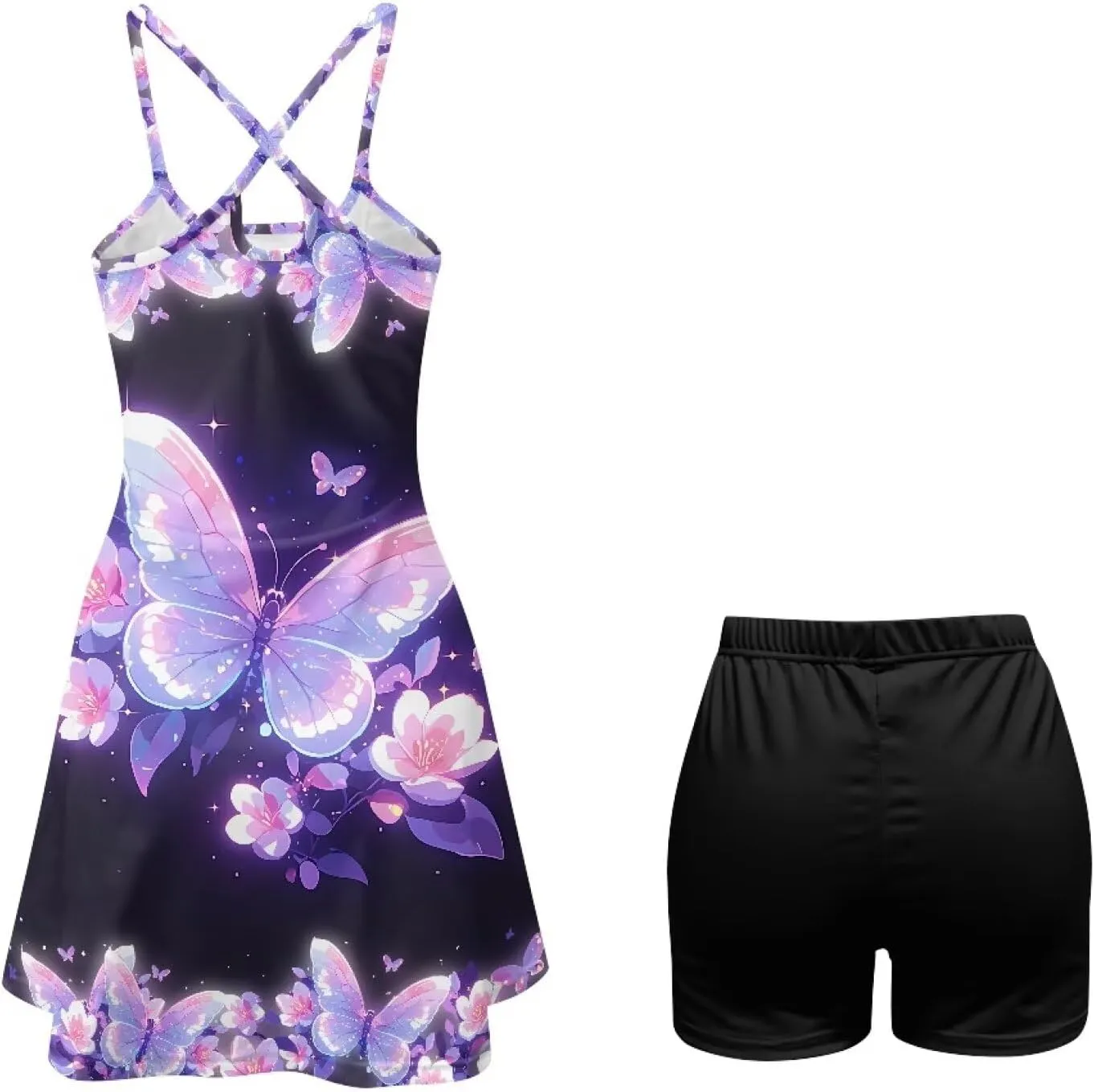 Tennis Dress Golf Athletic Dress for Women with Built in Shorts Workout UPF50  A-line Waist Slimming Dresses