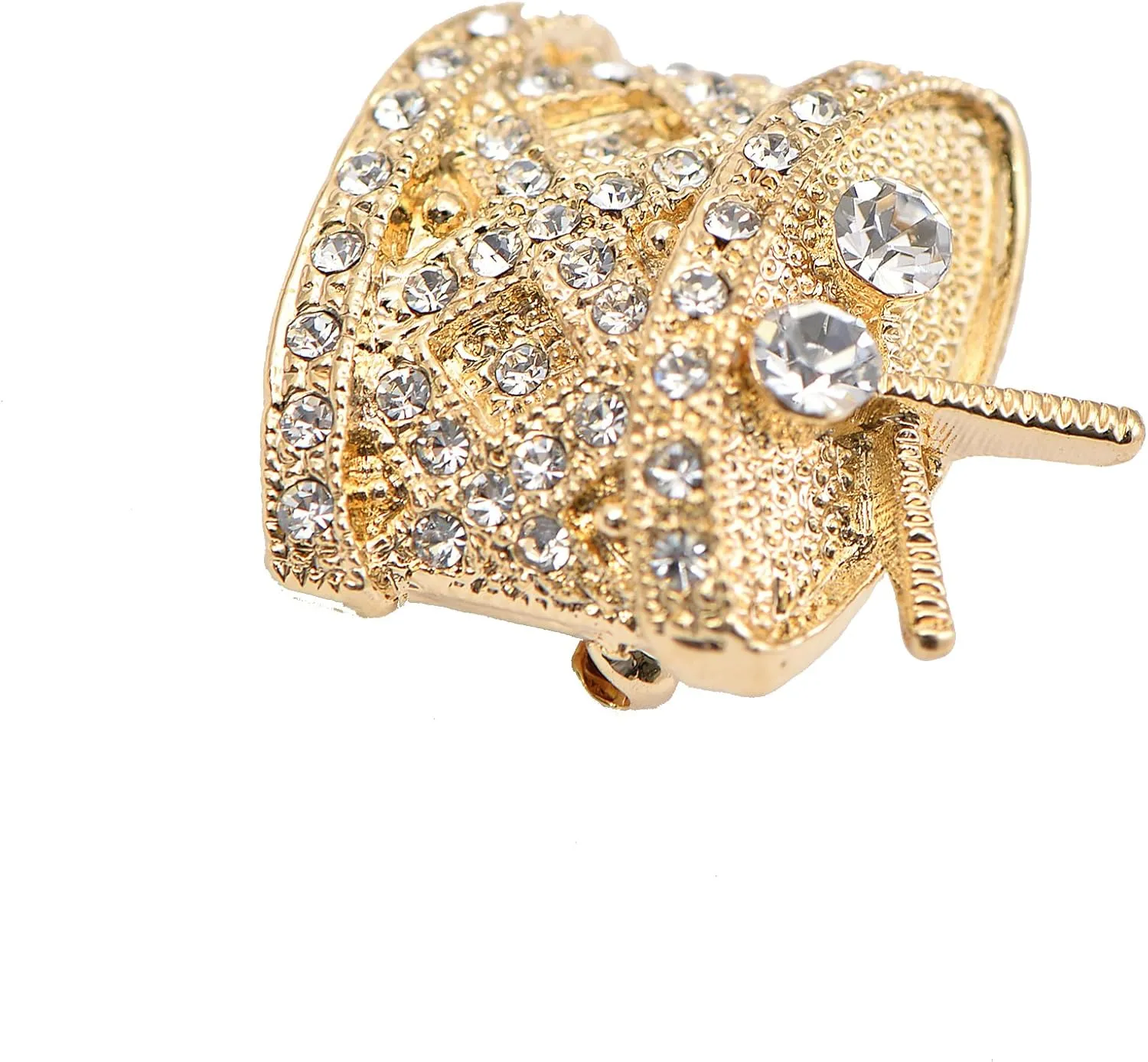 Tiny Jewel Crystal Music Note Drum Brooch Pin