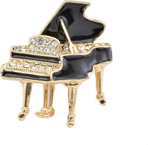 Tiny Jewel Crystal Shimmering Grand Piano Brooch Pin