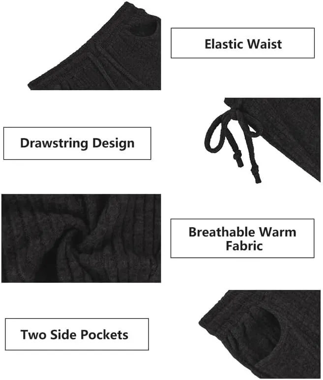 TIYOMI Plus Size Ribbed Pants for Women Drawstring High Waist Wide Leg Lounge Pants Knit Flared Trousers with Pockets XL-5XL