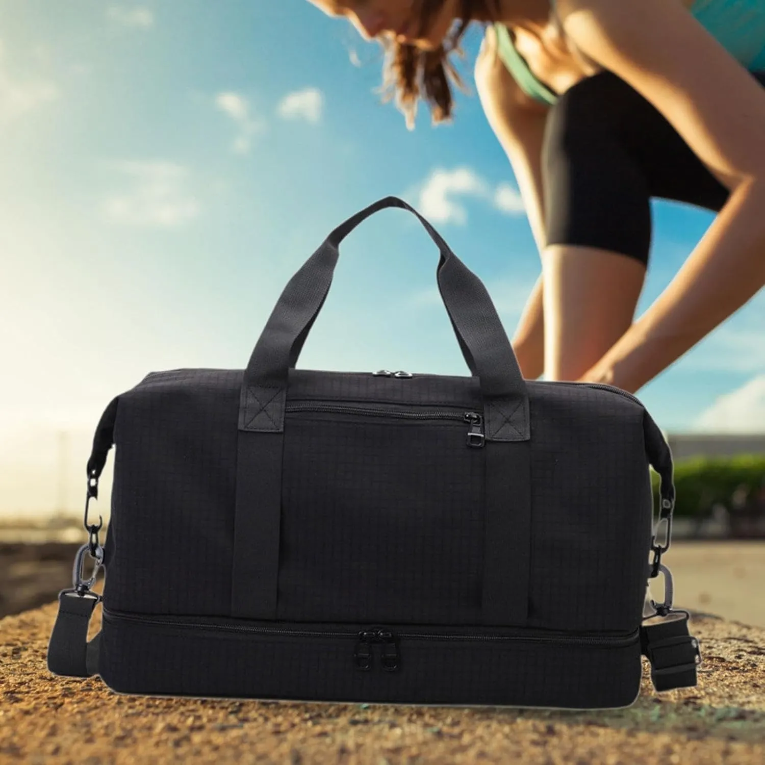 Travel Duffel Bag for Airlines And Gym Use Compact Tote for Weekend Getaways, Black