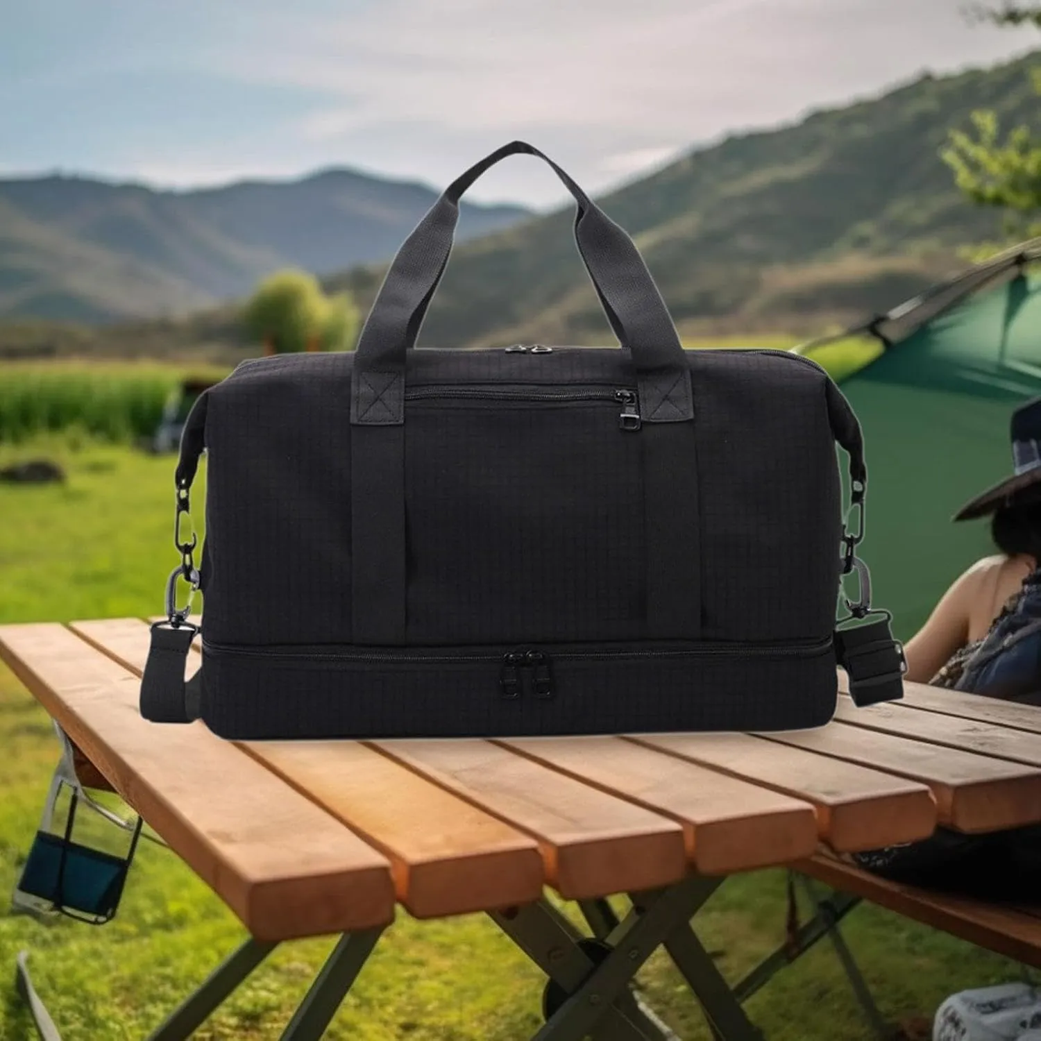 Travel Duffel Bag for Airlines And Gym Use Compact Tote for Weekend Getaways, Black