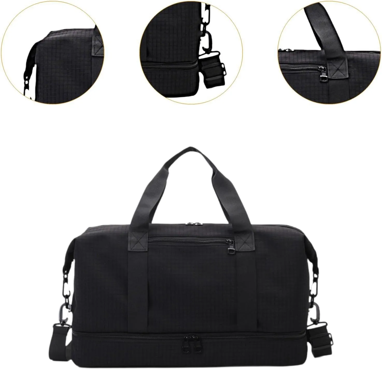 Travel Duffel Bag for Airlines And Gym Use Compact Tote for Weekend Getaways, Black
