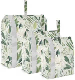 Tropical Green Leaves Packing Cubes for Travel 3 Set Compressible Packing Cubes Suitcase Organizer for Luggage