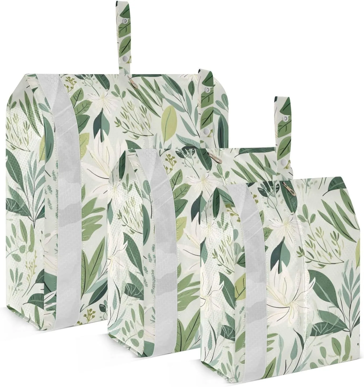 Tropical Green Leaves Packing Cubes for Travel 3 Set Compressible Packing Cubes Suitcase Organizer for Luggage