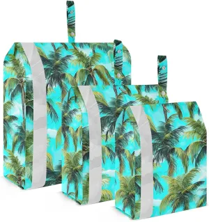 Tropical Palm Trees White Clouds Packing Cubes for Travel 3 Set Compression Packing Cube Luggage Accessories for Organization