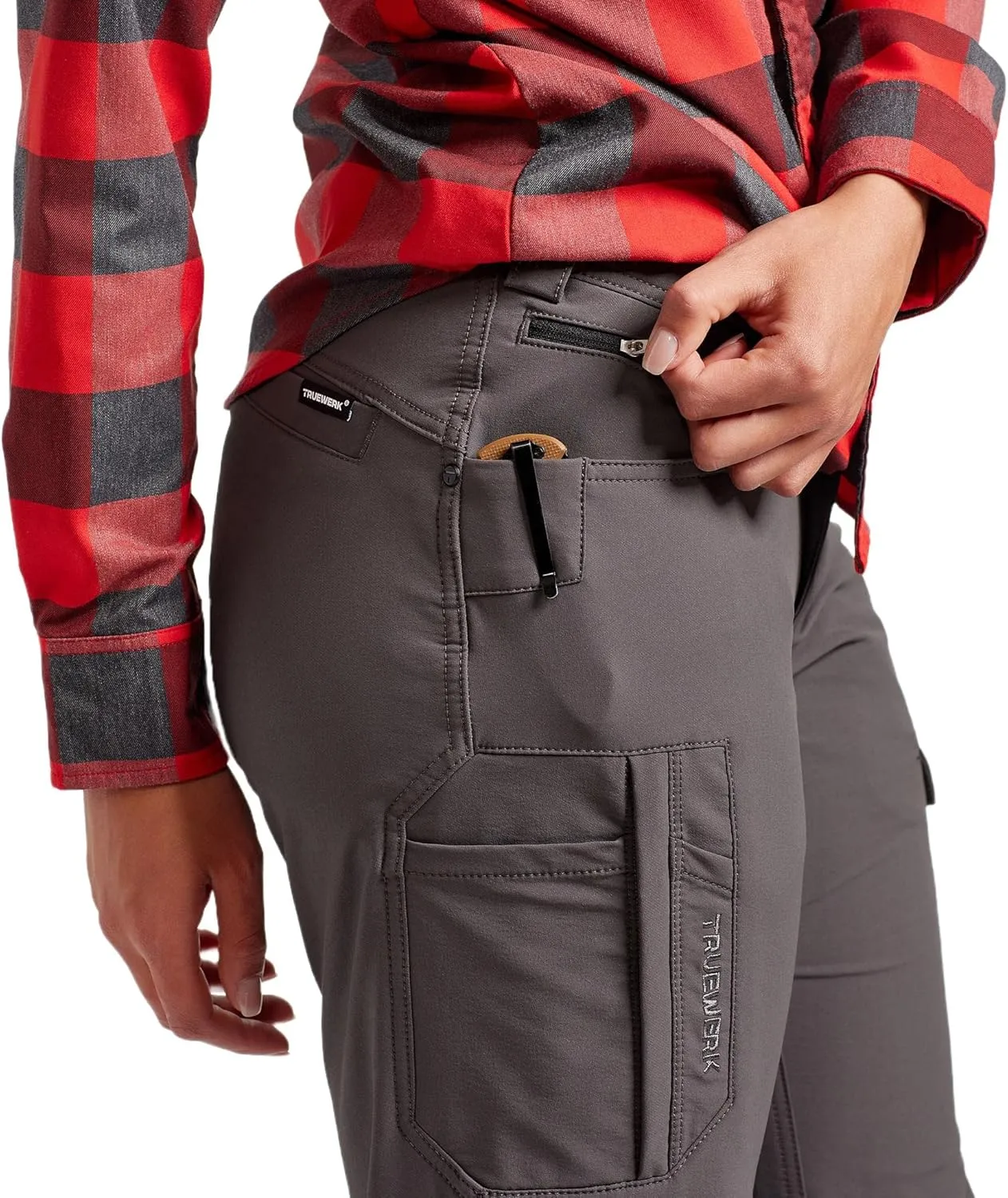 TRUEWERK Womens Workwear Pants - T1 WerkPants - Relaxed Fit, Lightweight, Moisture Wicking, Cargo Pants with 4-Way Stretch