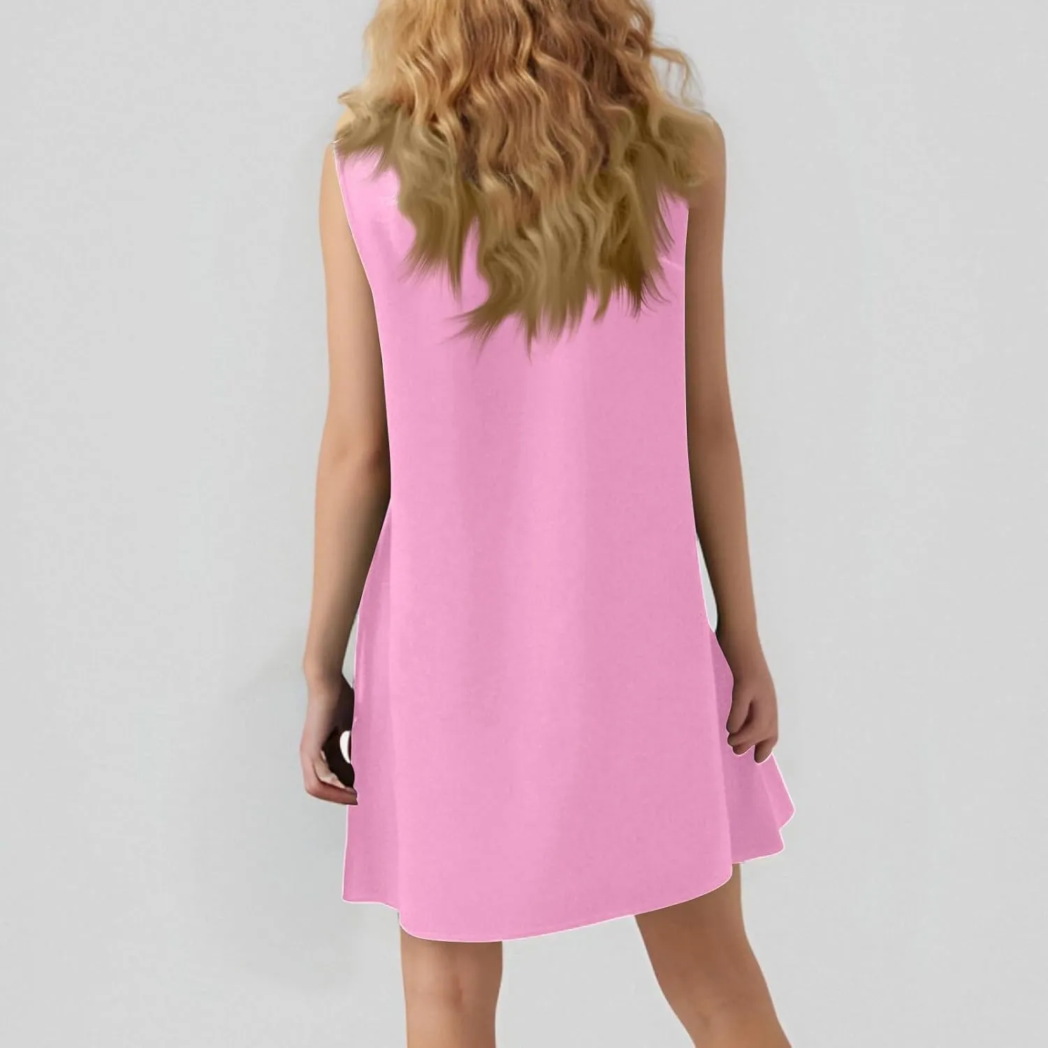Tshirt Dress Women Summer Sleeveless Ruffle Hem Mini Dress Casual Crewneck T Shirt Dresses Cute Plain Sundresses 2025