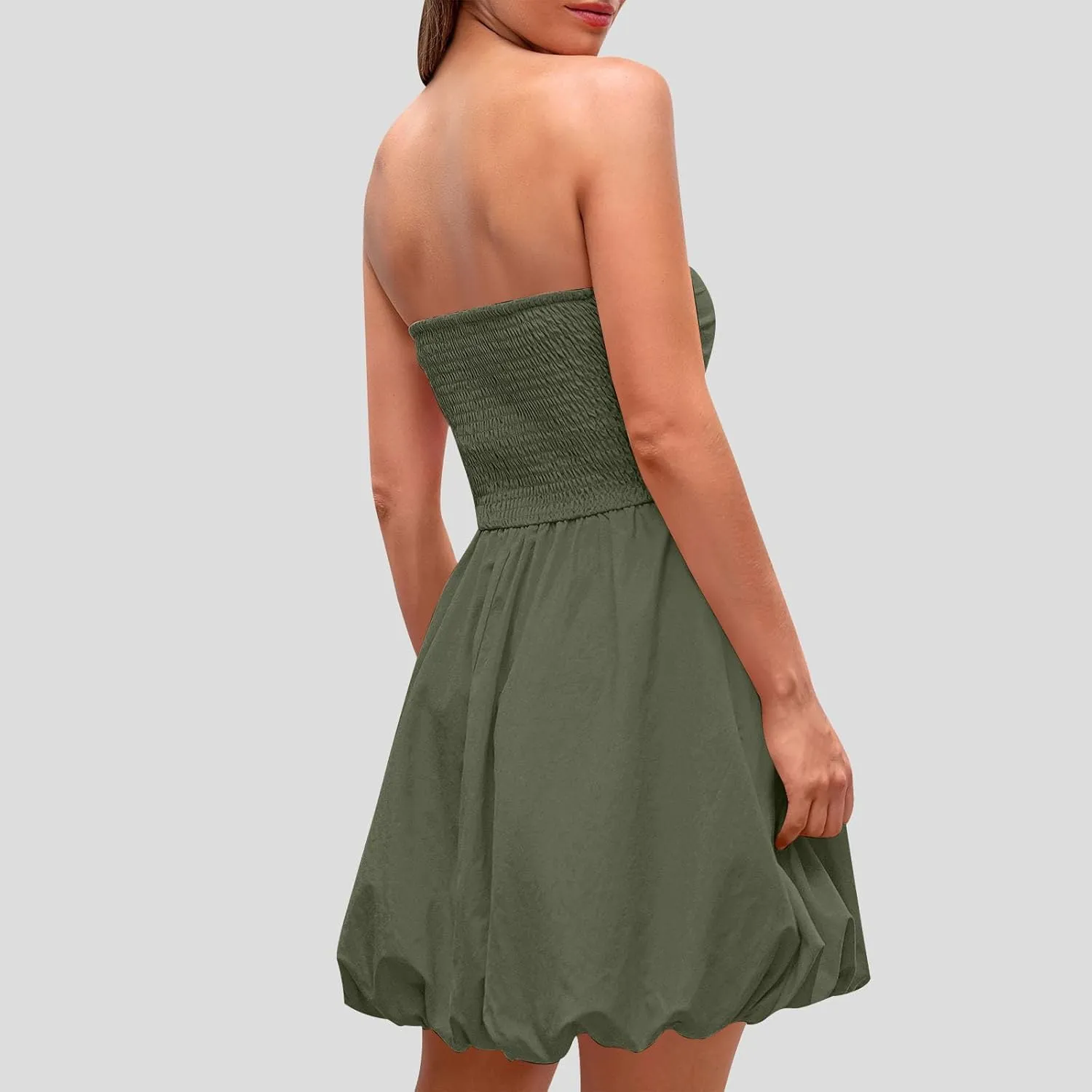 Tube Top Dress for Women 2025 Summer Casual Smocked Ruffle A Line Sundress Trendy Strapless Party Short Mini Dresses