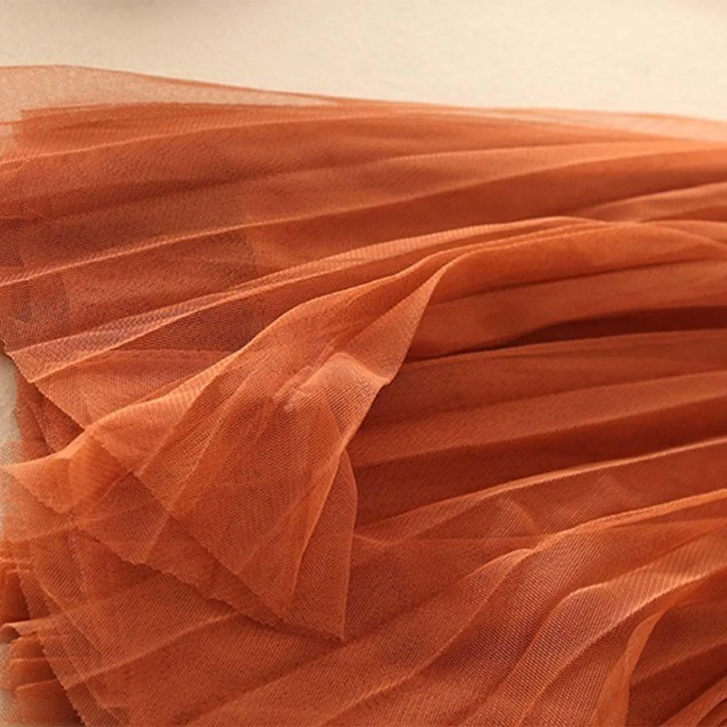 Tulle Skirts for Women High Waist Pleated Chiffon Skirt Casual Boho Midi Swing A-Line Solid Double Layer Summer