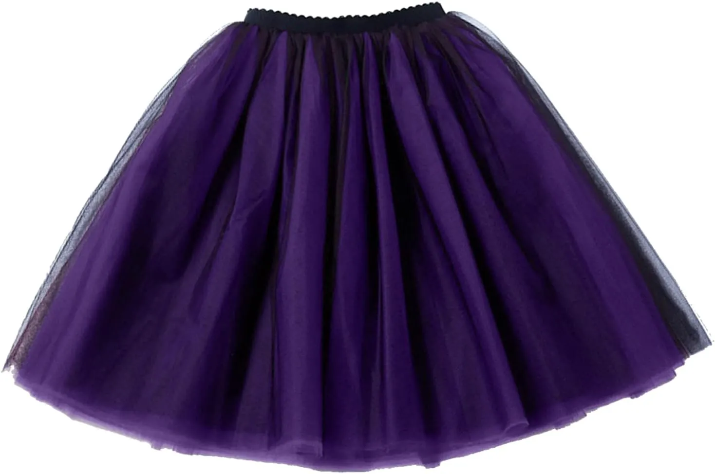 Tutu Skirt Women's Knee Length 6-Layered Wedding Party Wrap Skirt Black Tulle