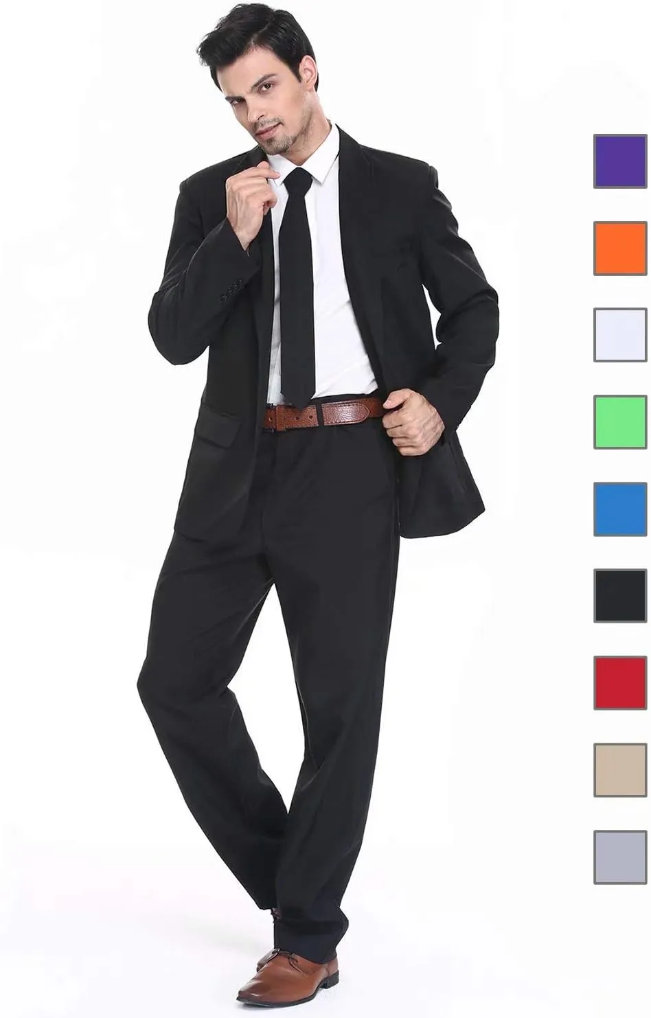 U LOOK UGLY TODAY Men's Party Suit Solid Color Prom Suit for Themed Party Events Clubbing Jacket with Tie Pants