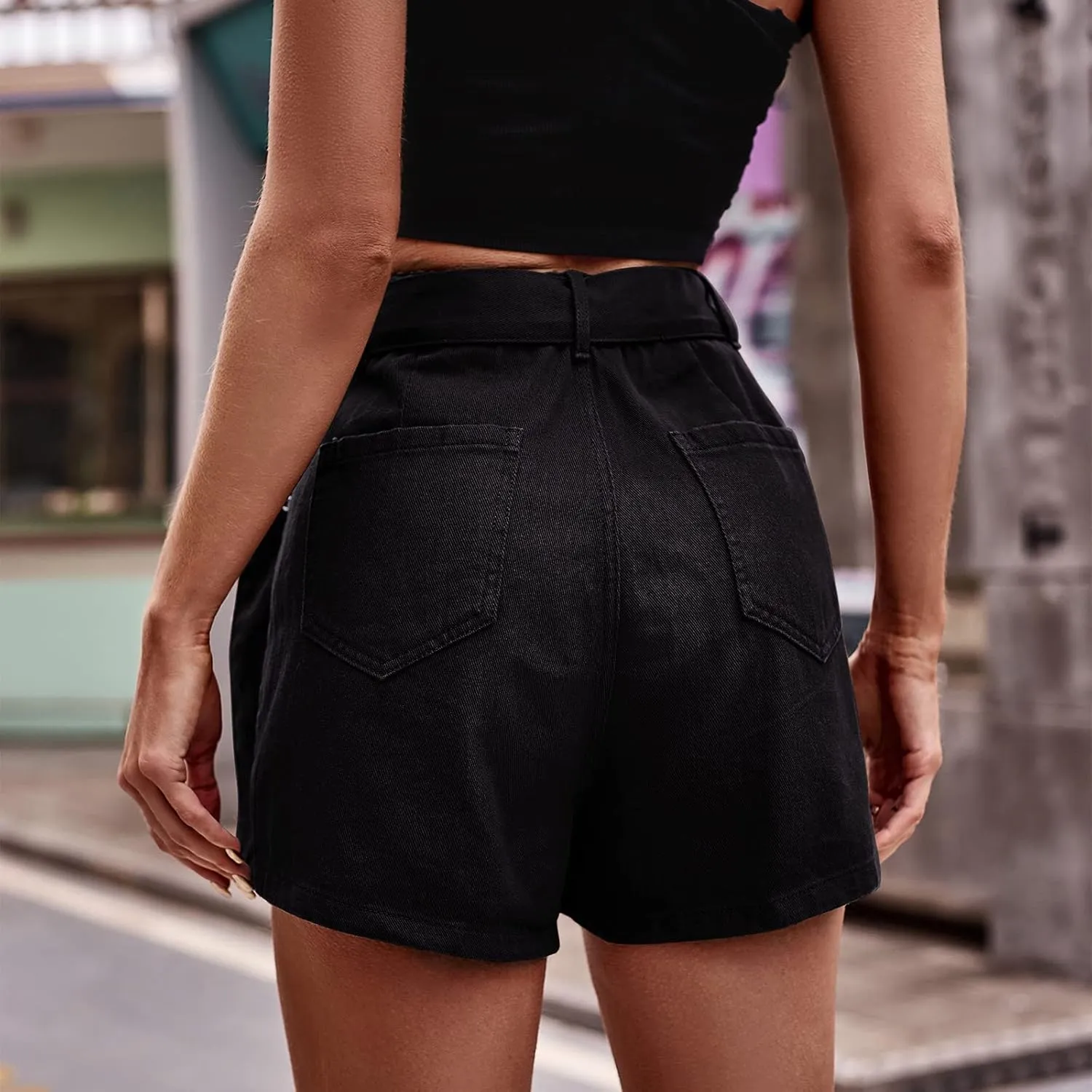 Uillui Womens Wide Leg Relaxed Fit Cargo Shorts High Waisted Skirted Jean Shorts Teen Girl Trendy Clothing Y2K Denim Short
