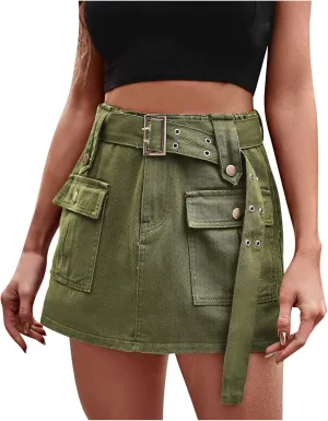 Uillui Womens Wide Leg Relaxed Fit Cargo Shorts High Waisted Skirted Jean Shorts Teen Girl Trendy Clothing Y2K Denim Short