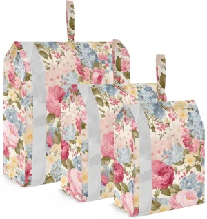 Vintage Blue Floral Packing Cubes for Travel 3 Set Compression Packing Cube Luggage Organizer Bags for Carry On
