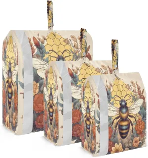 Vintage Colorful Bee Packing Cubes for Travel 3 Set Large Packing Cubes Luggage Packing Organizers for Packing Compression