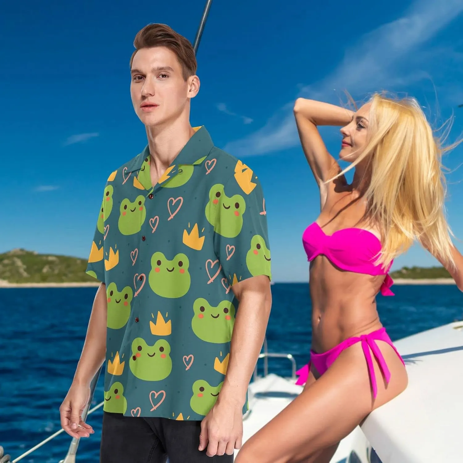 visesunny Mens Unique Pattern Hawaiian Shirt Beach Tropical Button Up Shirts Vacation Cruise Hawaii Summer Clothes