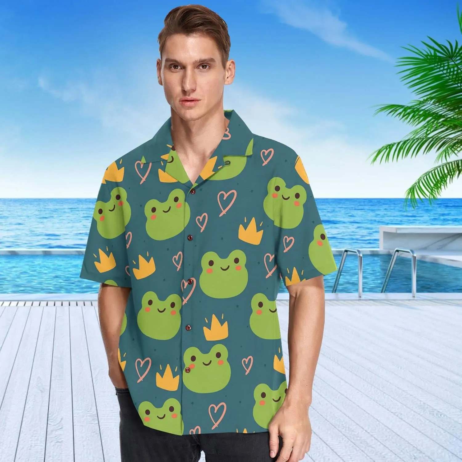 visesunny Mens Unique Pattern Hawaiian Shirt Beach Tropical Button Up Shirts Vacation Cruise Hawaii Summer Clothes