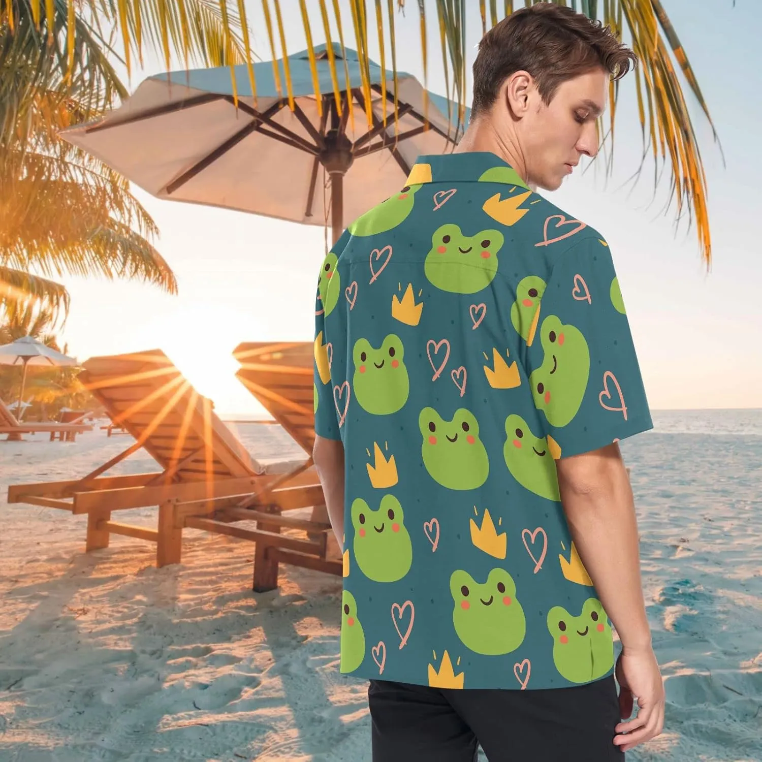 visesunny Mens Unique Pattern Hawaiian Shirt Beach Tropical Button Up Shirts Vacation Cruise Hawaii Summer Clothes