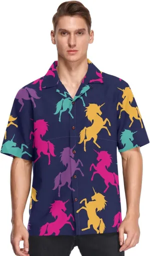 visesunny Mens Unique Pattern Hawaiian Shirt Beach Tropical Button Up Shirts Vacation Cruise Hawaii Summer Clothes