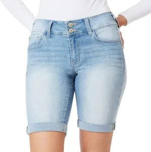WallFlower Women's Ultra Denim Bermuda Shorts 9" Mid-Rise Insta Soft Juniors (Available in Plus Sizes)