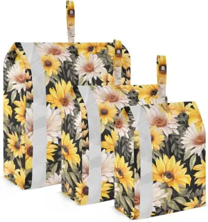 Watercolor Sunflowers Flower Leaves Packing Cubes for Travel 3 Set Compression Packing Cube Luggage Organizers for Carry On Suitcases