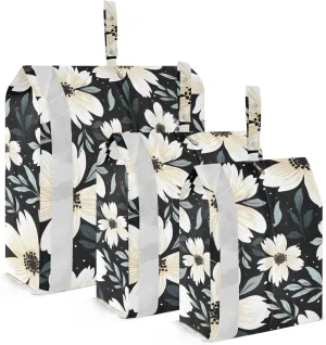 White Flower Leaves Packing Cubes for Travel 3 Set Packing Compression Cubes Luggage Bags Organizer for Vacation Clothes